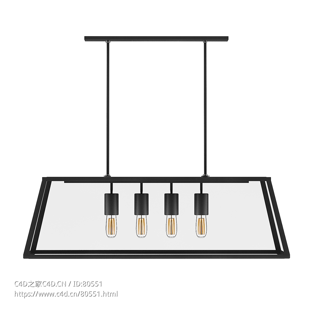 4头现代铁架排灯北欧风格吊灯c4d模型下载