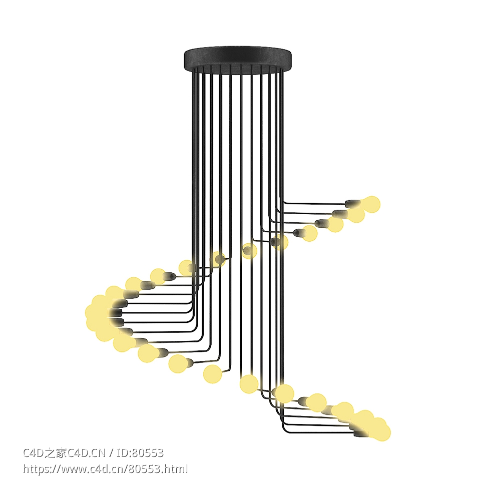 螺旋旋转铁艺吊灯c4d模型下载