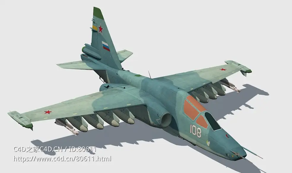 苏联/俄罗斯苏-25攻击机Su-25TM Frogfoot - C4D之家 - 113.jpg