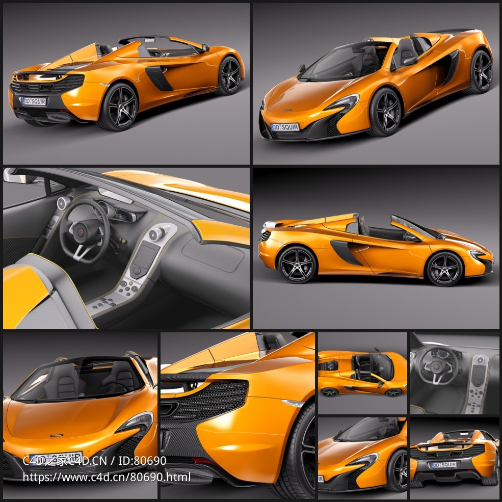 2017款迈凯伦650S敞篷跑车C4D模型 - C4D之家 - 3.jpg