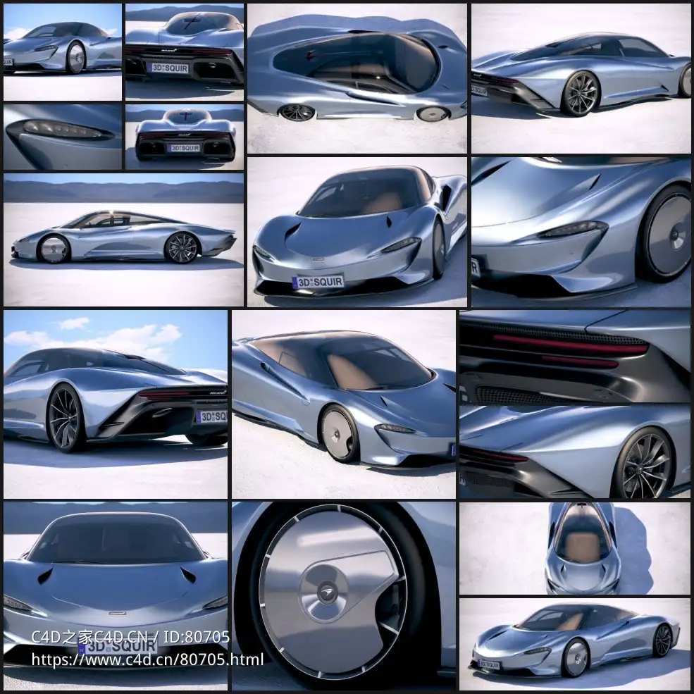 2020款迈凯伦陆地飞行器跑车C4D模型