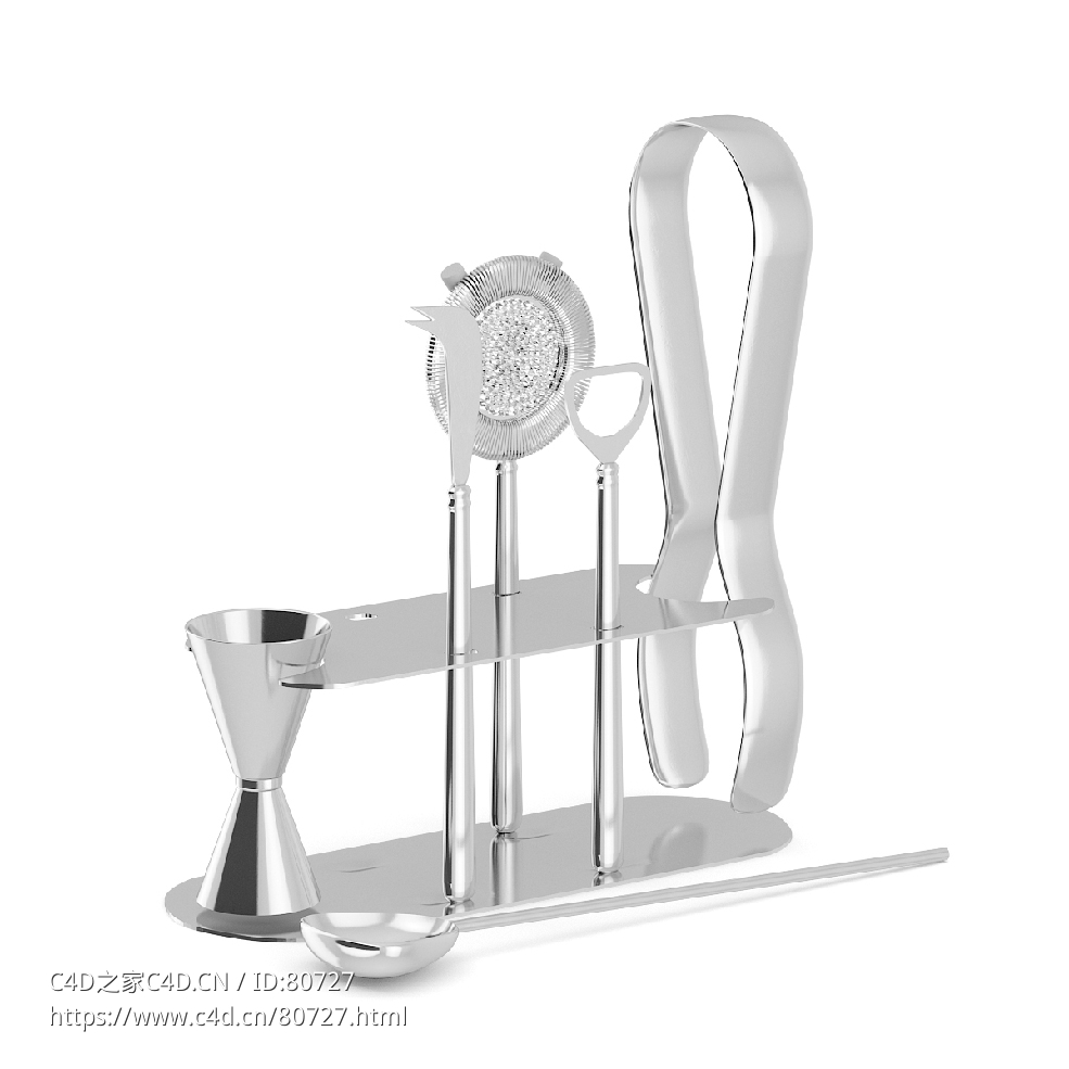 调酒工具架起子调酒器镊子C4D模型