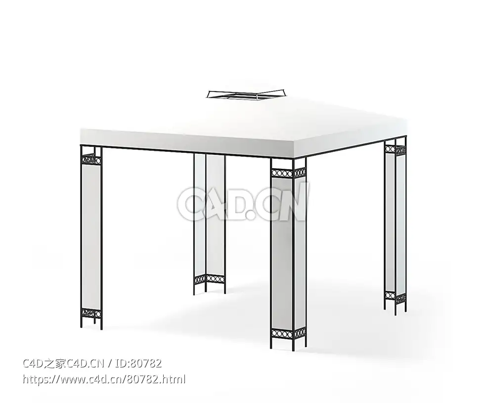 白色花园亭c4d模型下载