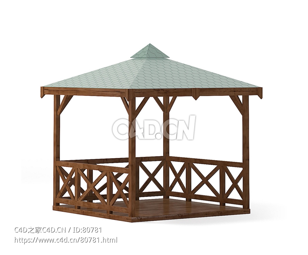 花园凉亭c4d模型下载