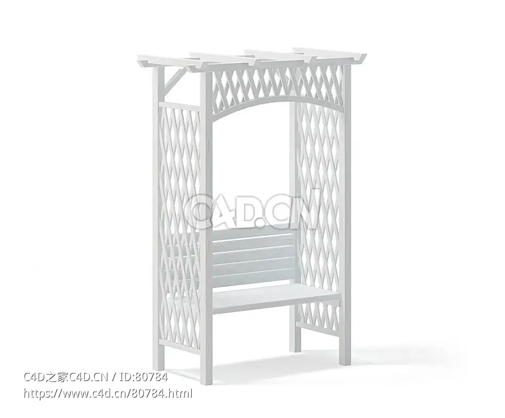 带长凳的花园凉棚c4d模型下载