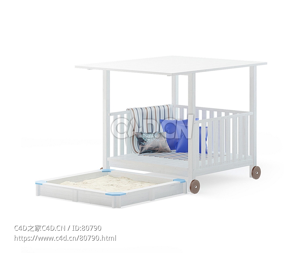 儿童凉棚车沙滩c4d模型下载