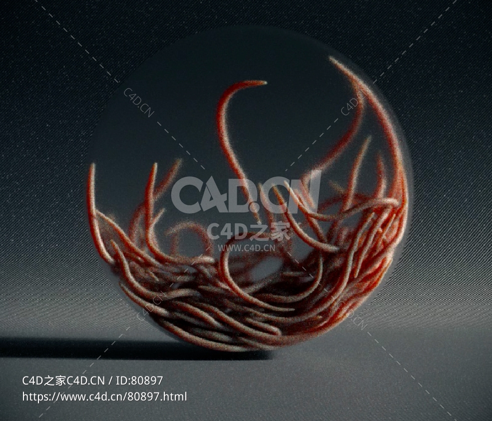 Octane蠕动的蚯蚓C4D工程文件下载