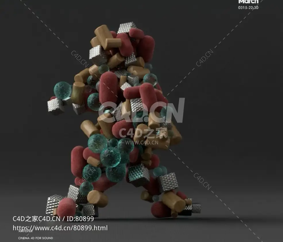 Octane走路克隆物体变换动画C4D工程文件下载