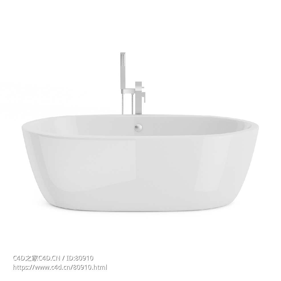 椭圆形浴缸C4D模型 - C4D之家 - 01.jpg