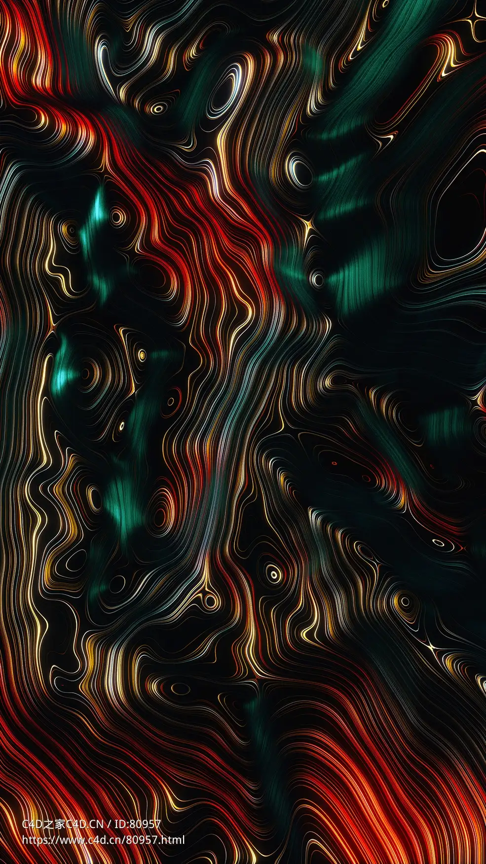 炫彩线条毛发c4d octane渲染工程文件Strips