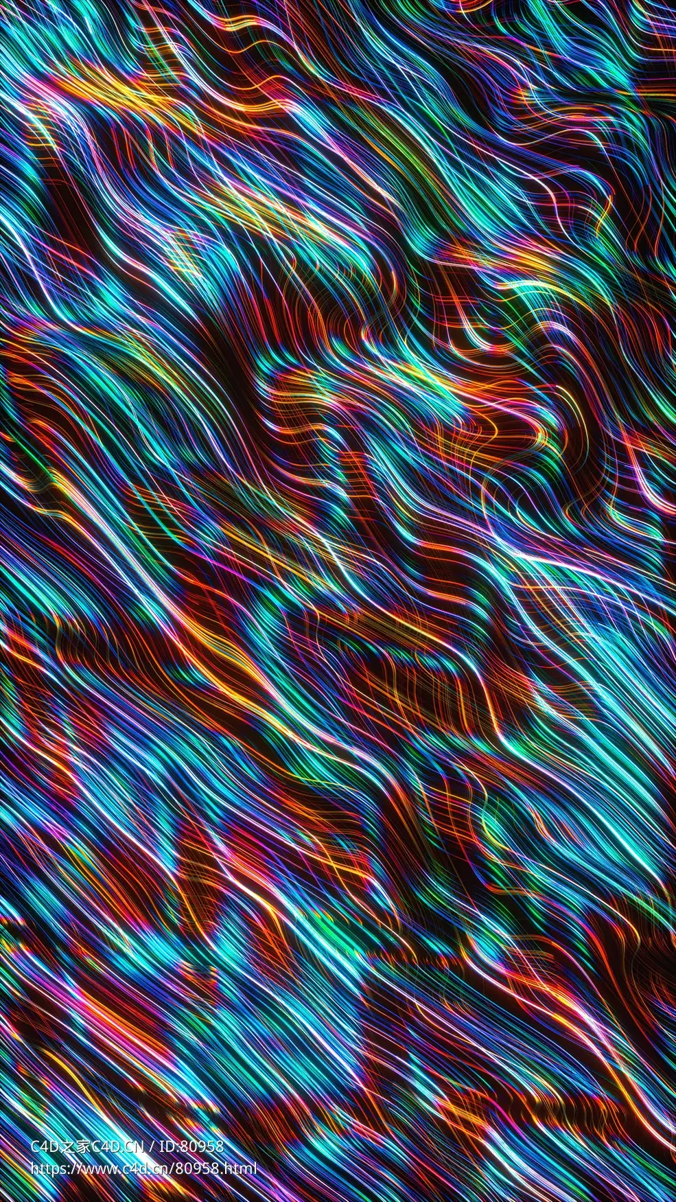 七彩波浪线条c4d octane渲染工程文件Wavey