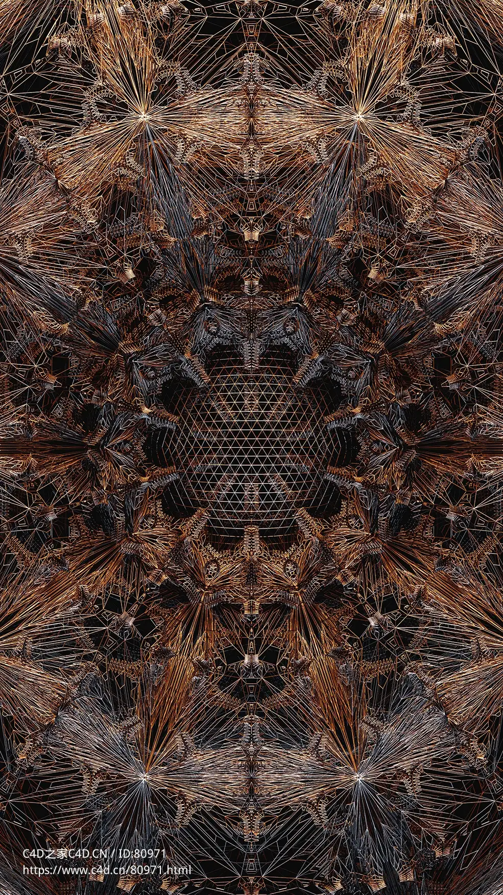 金丝镂空图案c4d octane渲染工程文件Fractom