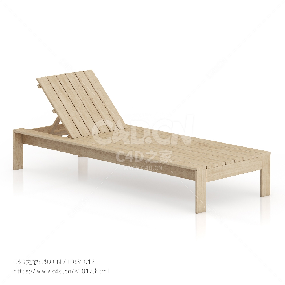 木制日光浴床C4D户外庭院家具模型下载 - C4D之家 - 02.jpg