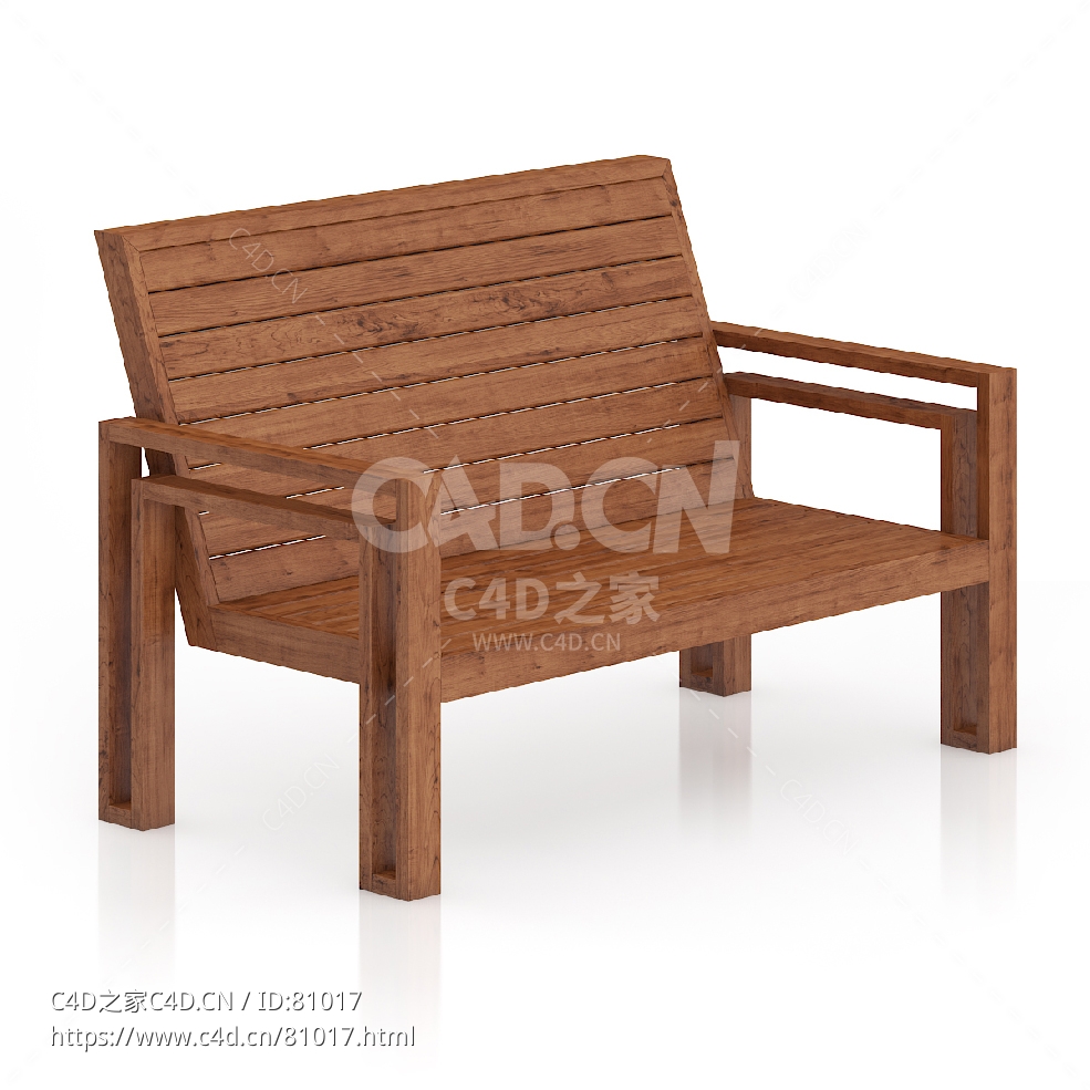 木制长凳C4D户外庭院家具模型下载