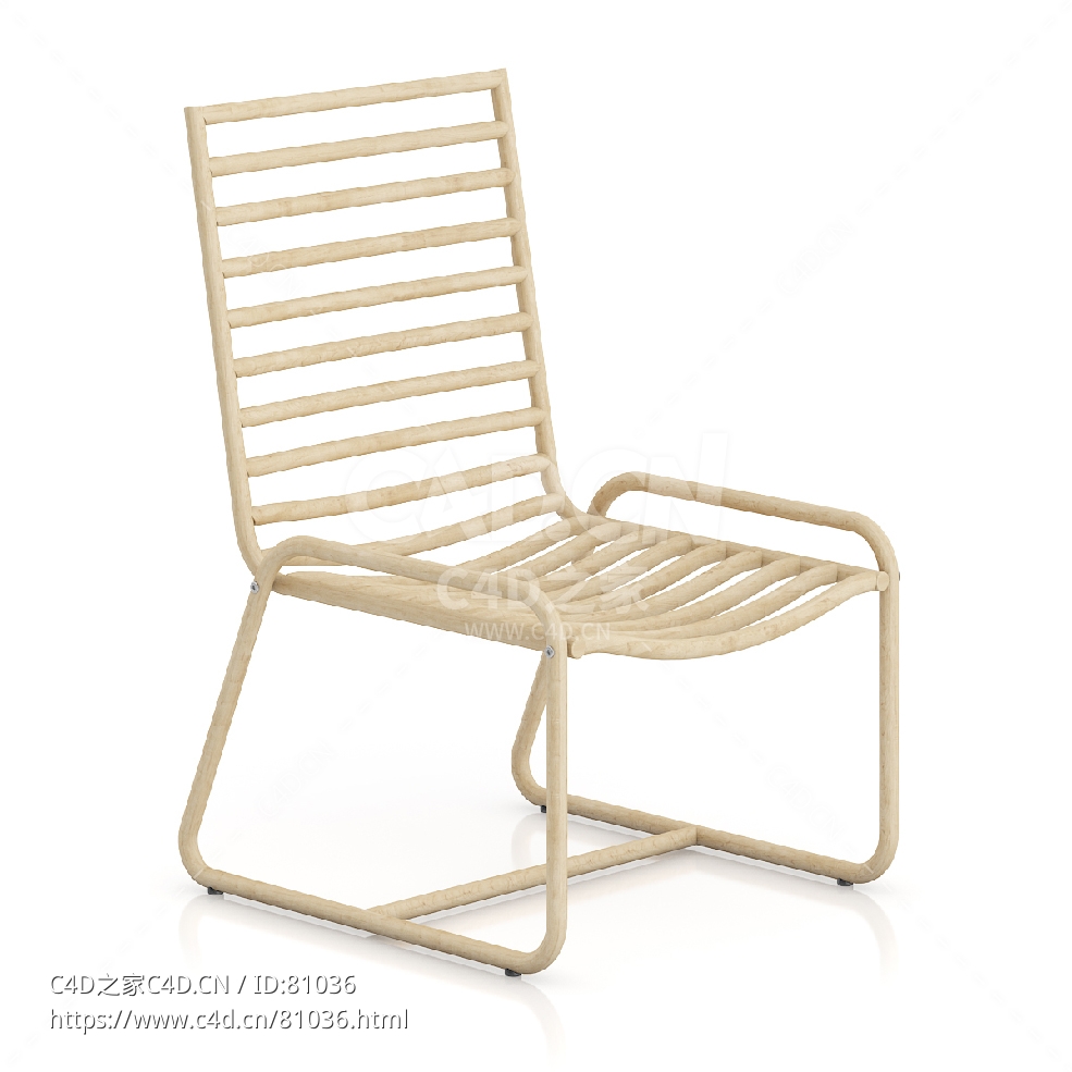 木制椅子C4D户外庭院家具模型下载