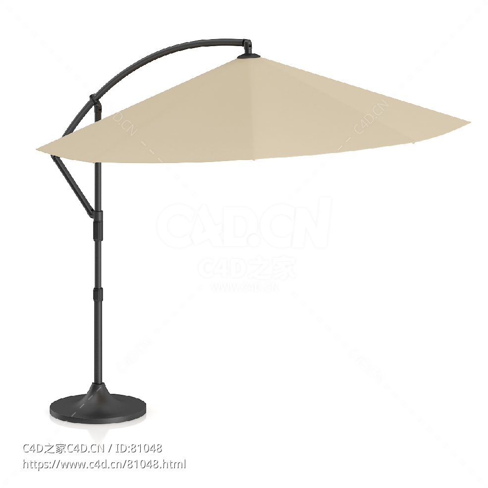 米色遮阳伞圆形伞C4D户外庭院家具模型下载
