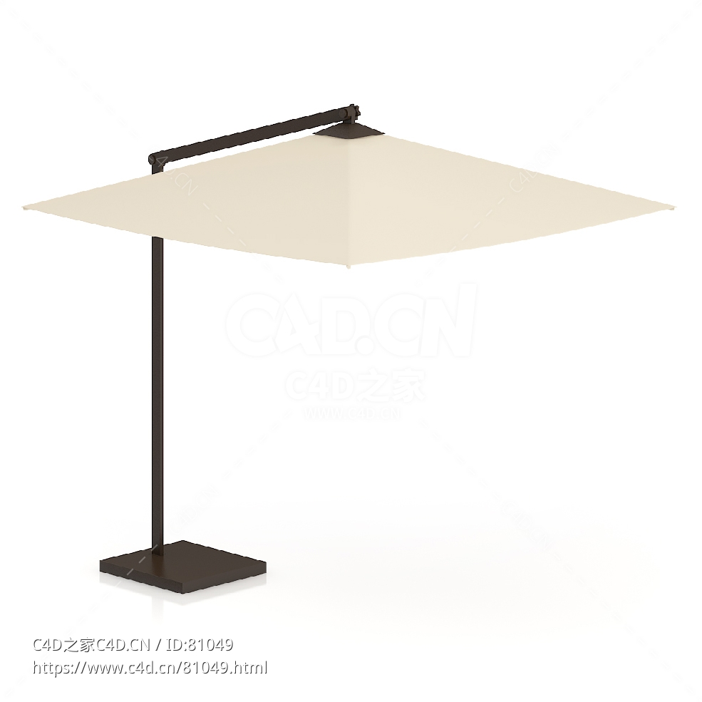方形米色遮阳伞C4D户外庭院家具模型下载