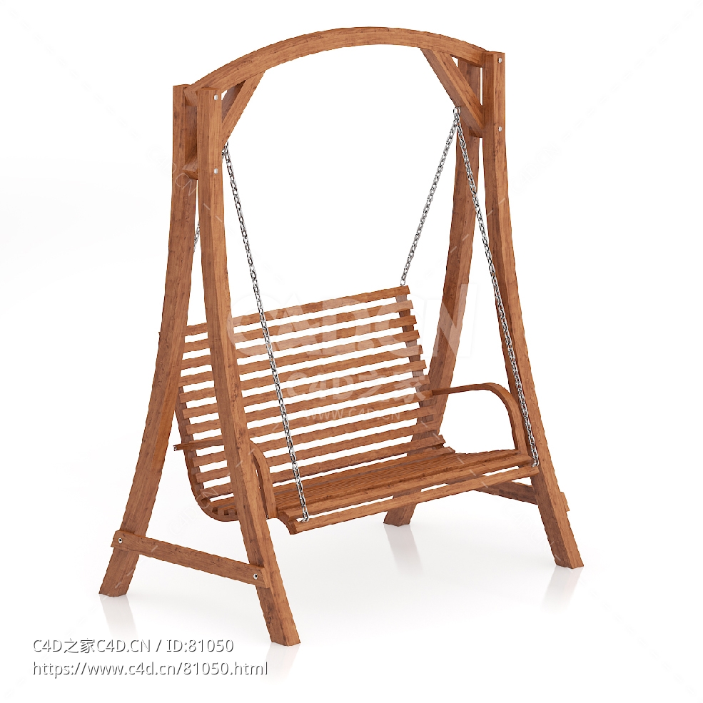 木制长凳秋千C4D户外庭院家具模型下载