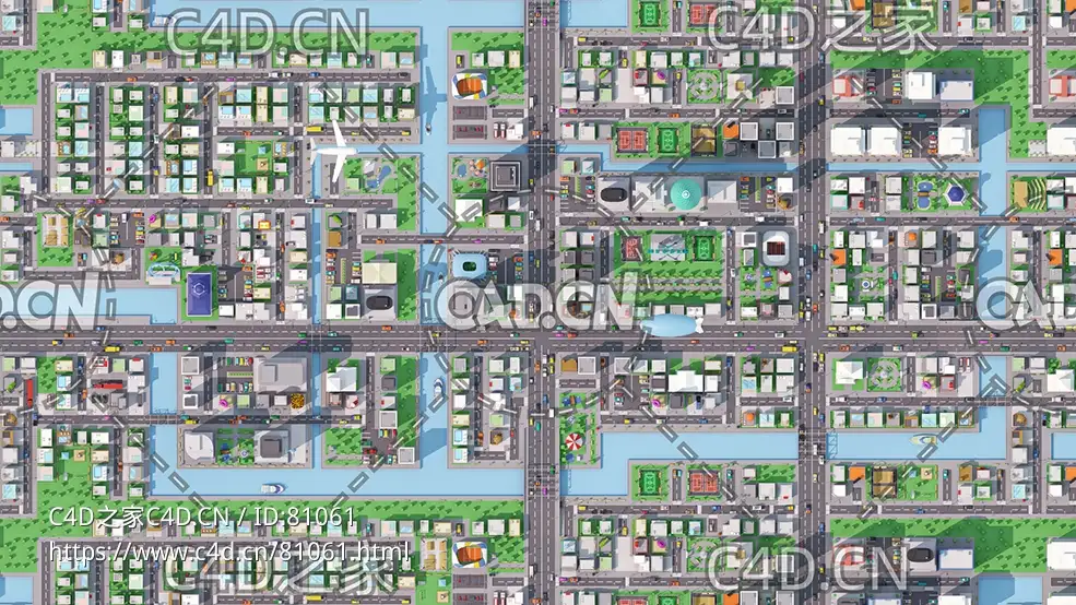 现代城市建筑低面卡通风格模型元素合集City 1 VR / AR / low-poly 3d model - C4D之家 - ithappy-21.jpg