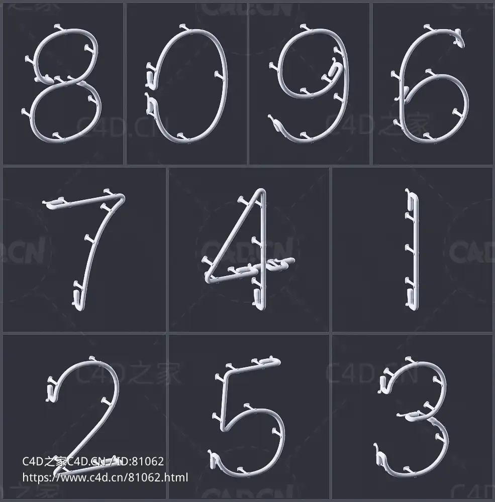 43个霓虹灯灯管文字字母数字符号模型合集Neon Lettersets - C4D之家 - 3.jpg