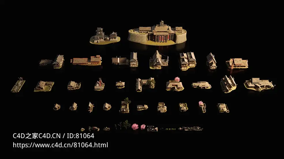日本风格古代建筑木屋房子模型合集shogun