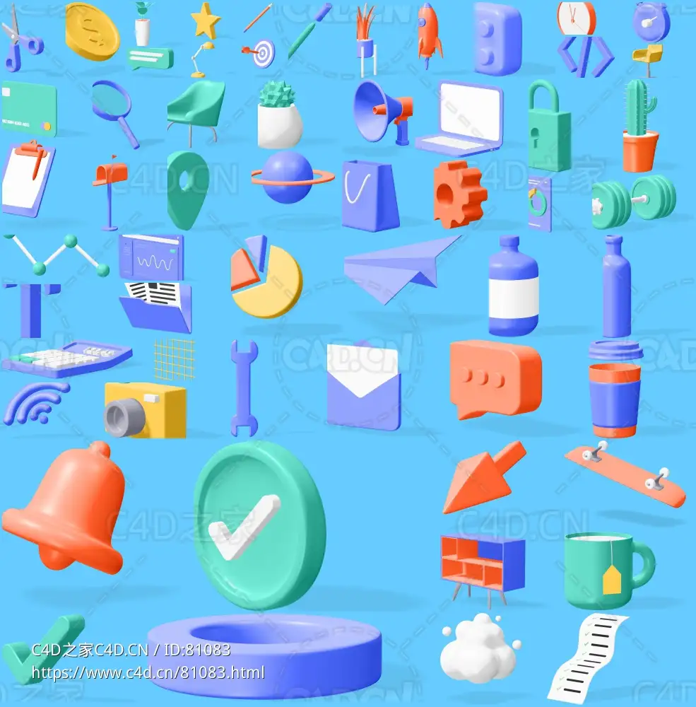 近百个C4D卡通动漫3D图标人物模型合集Kukla 3d icon kit