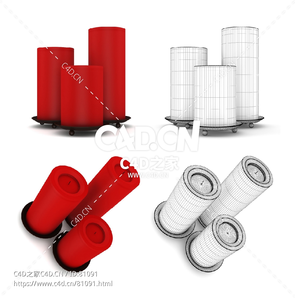 红色蜡烛C4D模型 - C4D之家 - 6.jpg