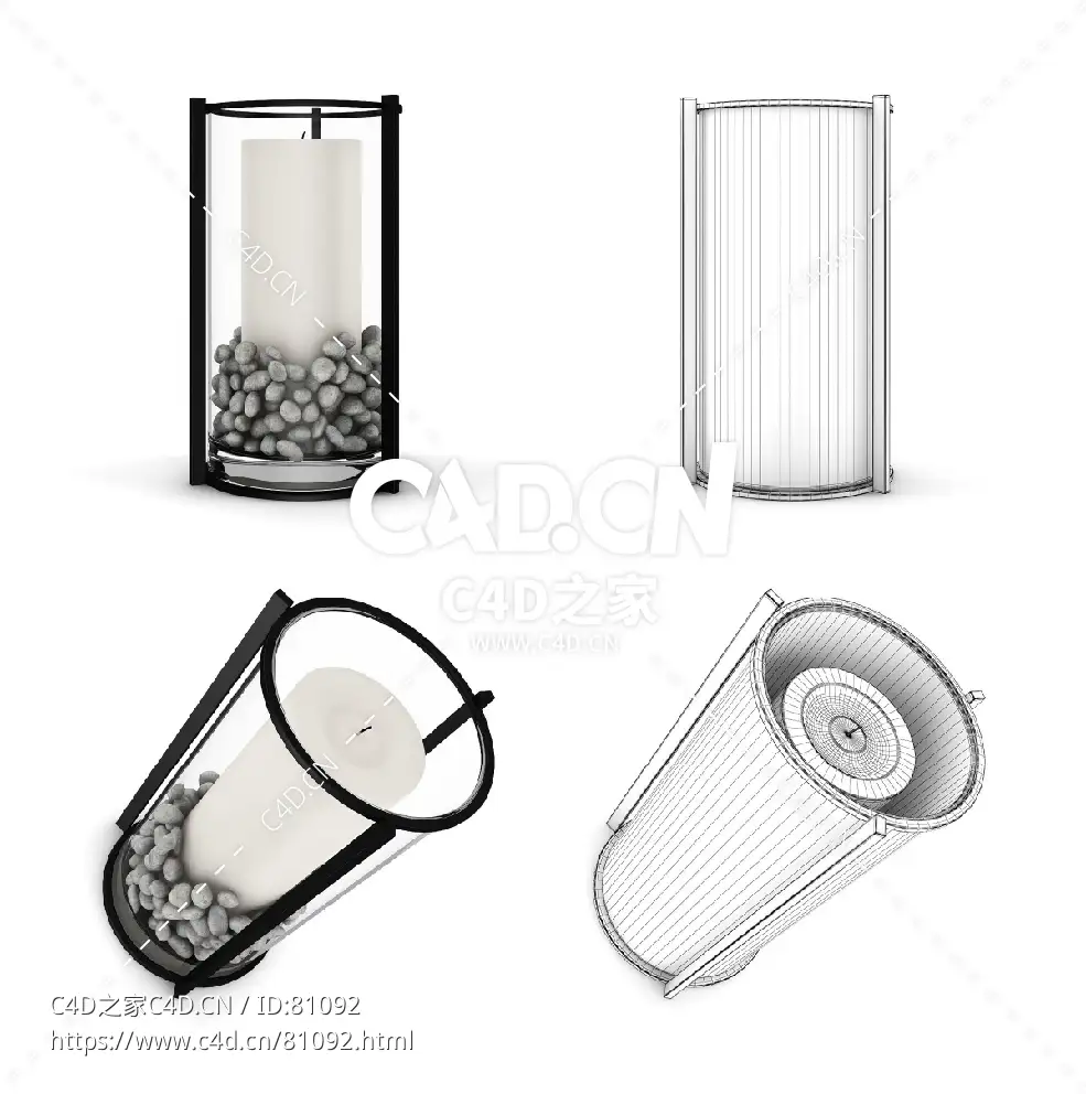 玻璃石头装饰白蜡烛C4D模型 - C4D之家 - 7.jpg