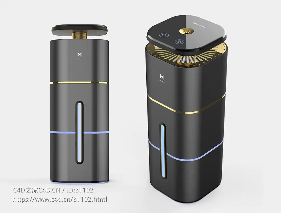 方柱形汽车加湿器3d模型下载 - C4D之家 - 3.jpg