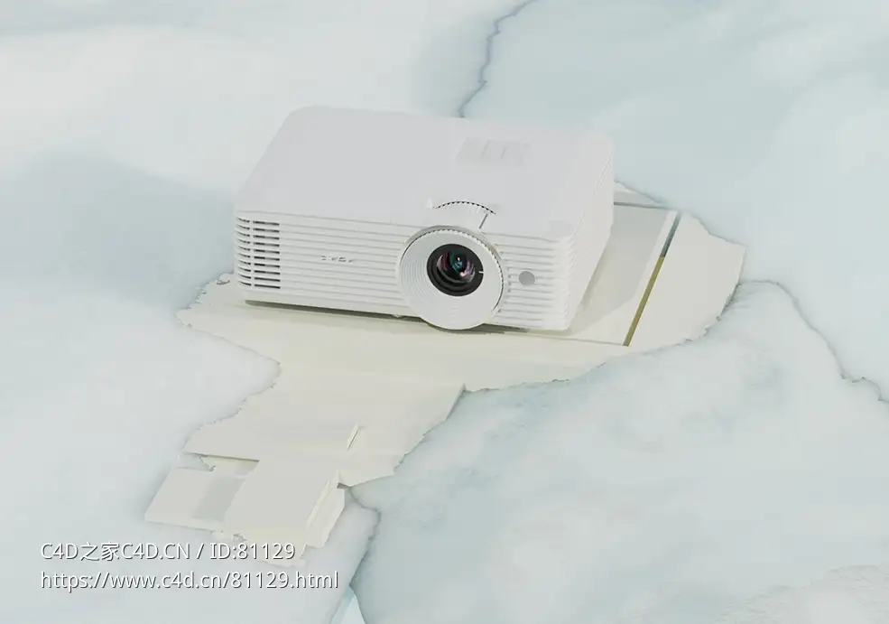 C4D红移Redshift渲染雪地里的投影仪模型
