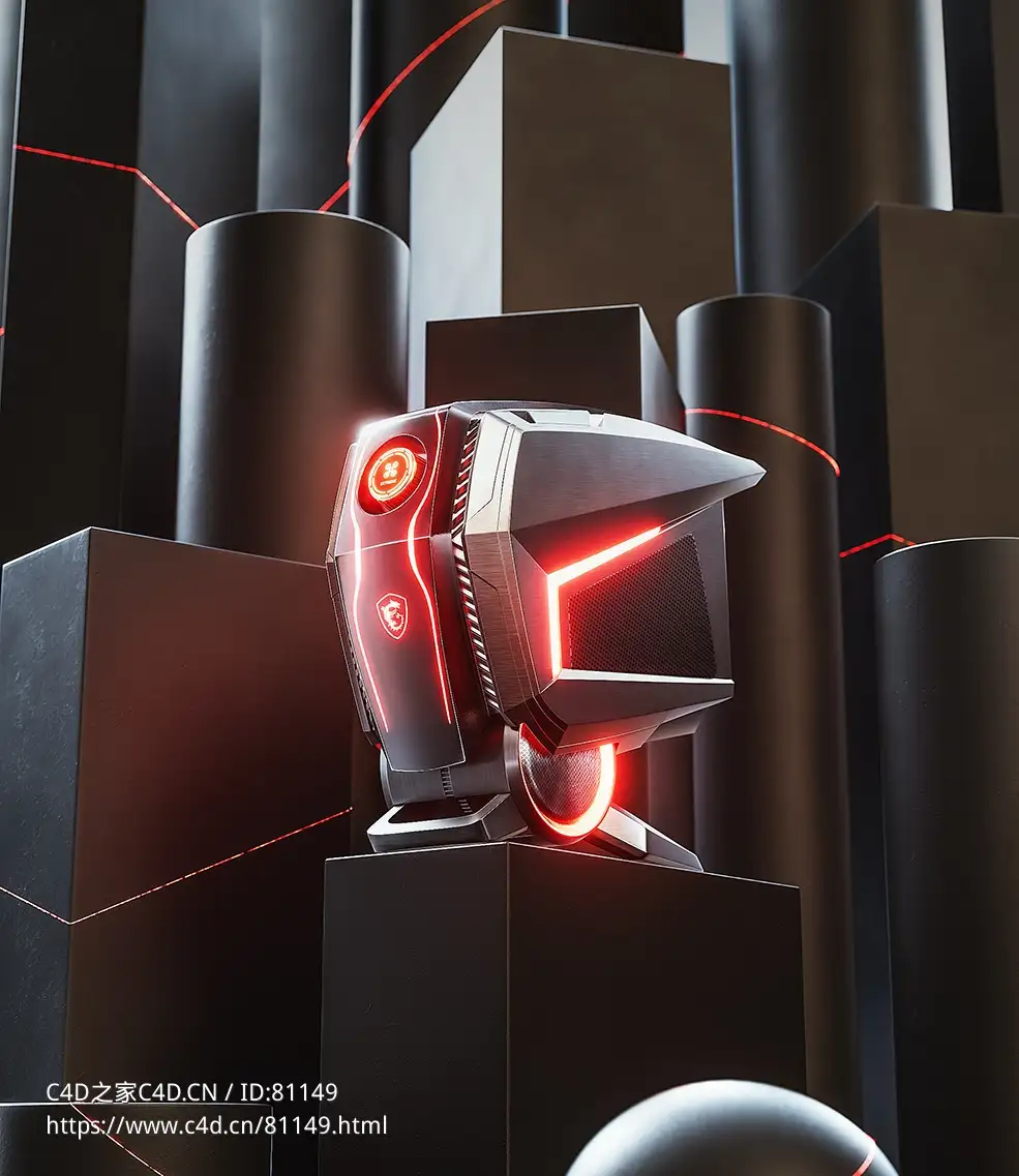 C4D OC科幻电脑主机微星机箱模型