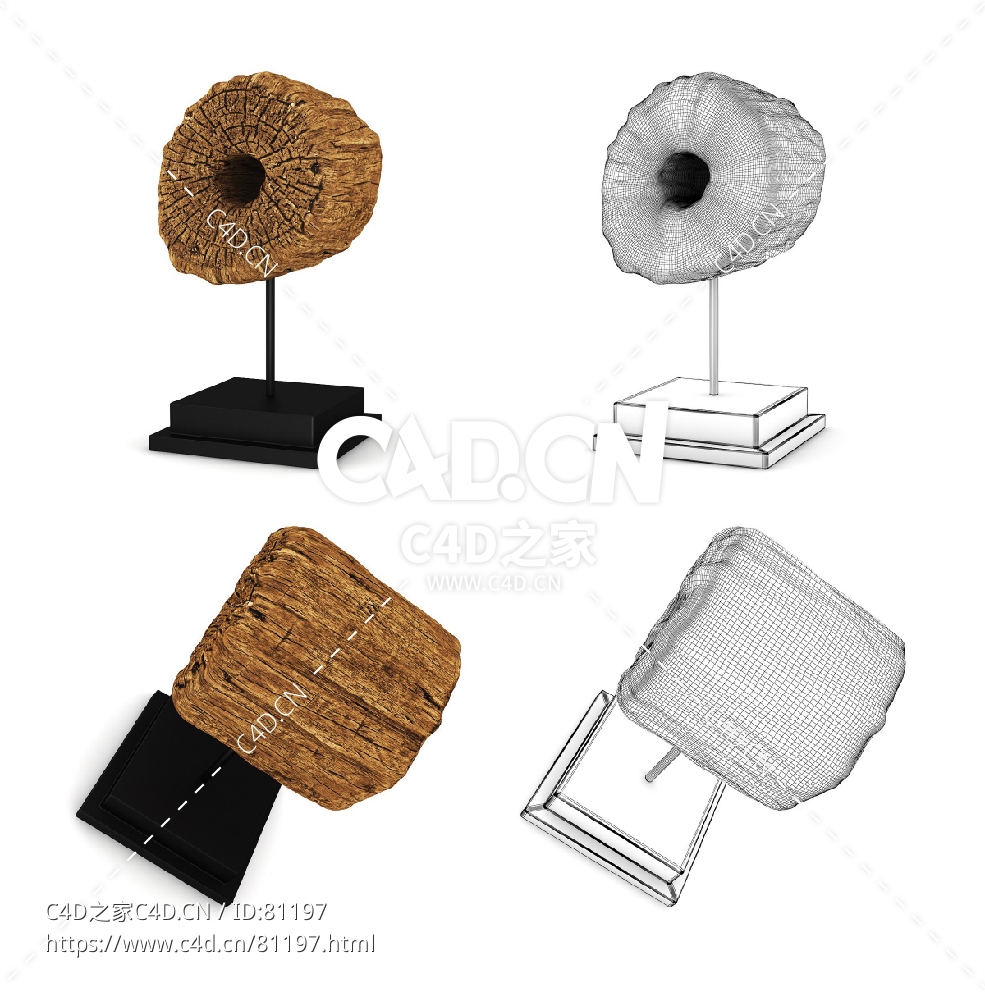 原木桩摆件C4D模型