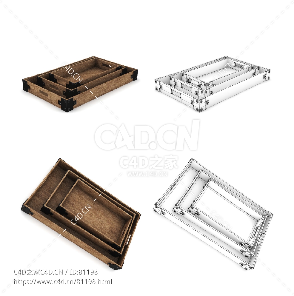 木制托盘盒C4D模型