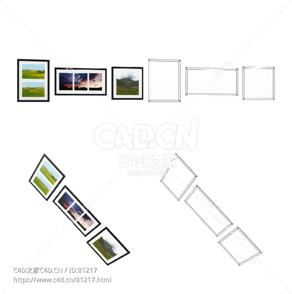 墙上的图片摄影作品挂图相框C4D模型 - C4D之家 - 47.jpg
