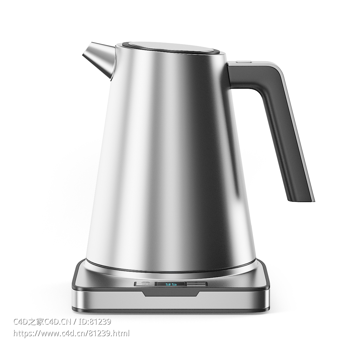 金属电水壶c4d模型下载Metal Electric Kettle