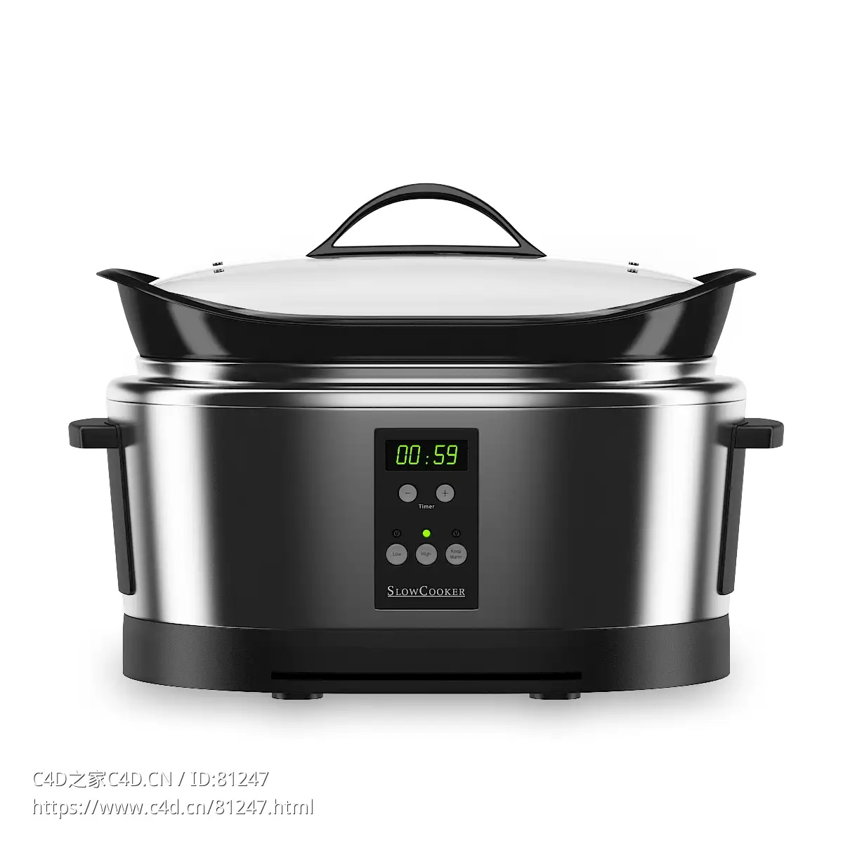 电焖烧锅c4d模型下载Slow Cooker