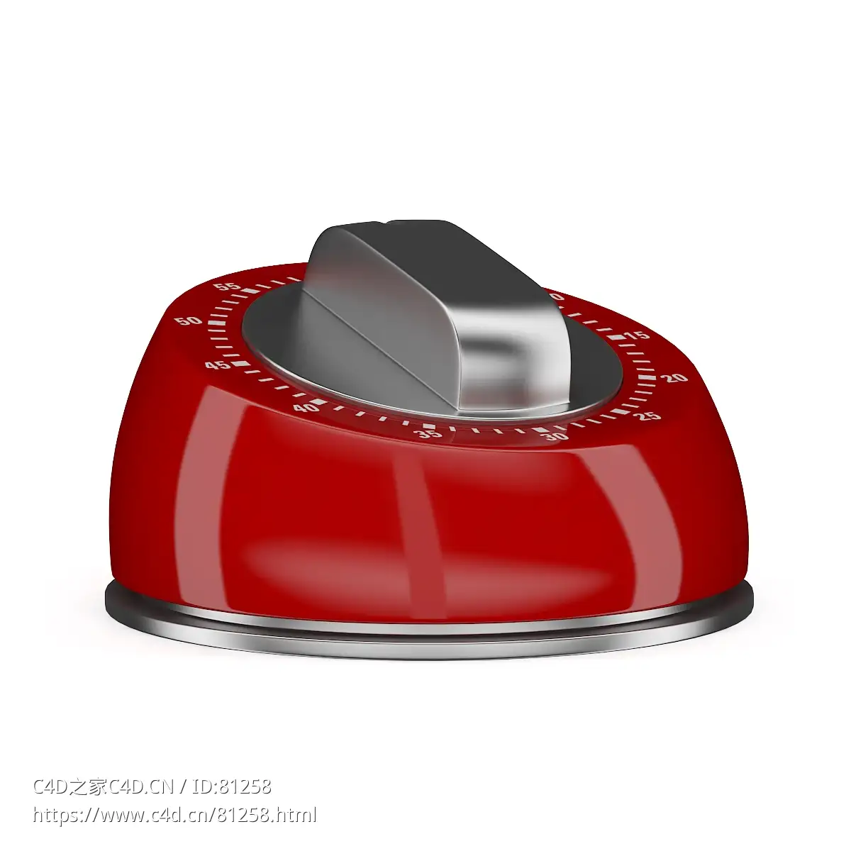 红色厨房计时器c4d模型下载Red Kitchen Timer