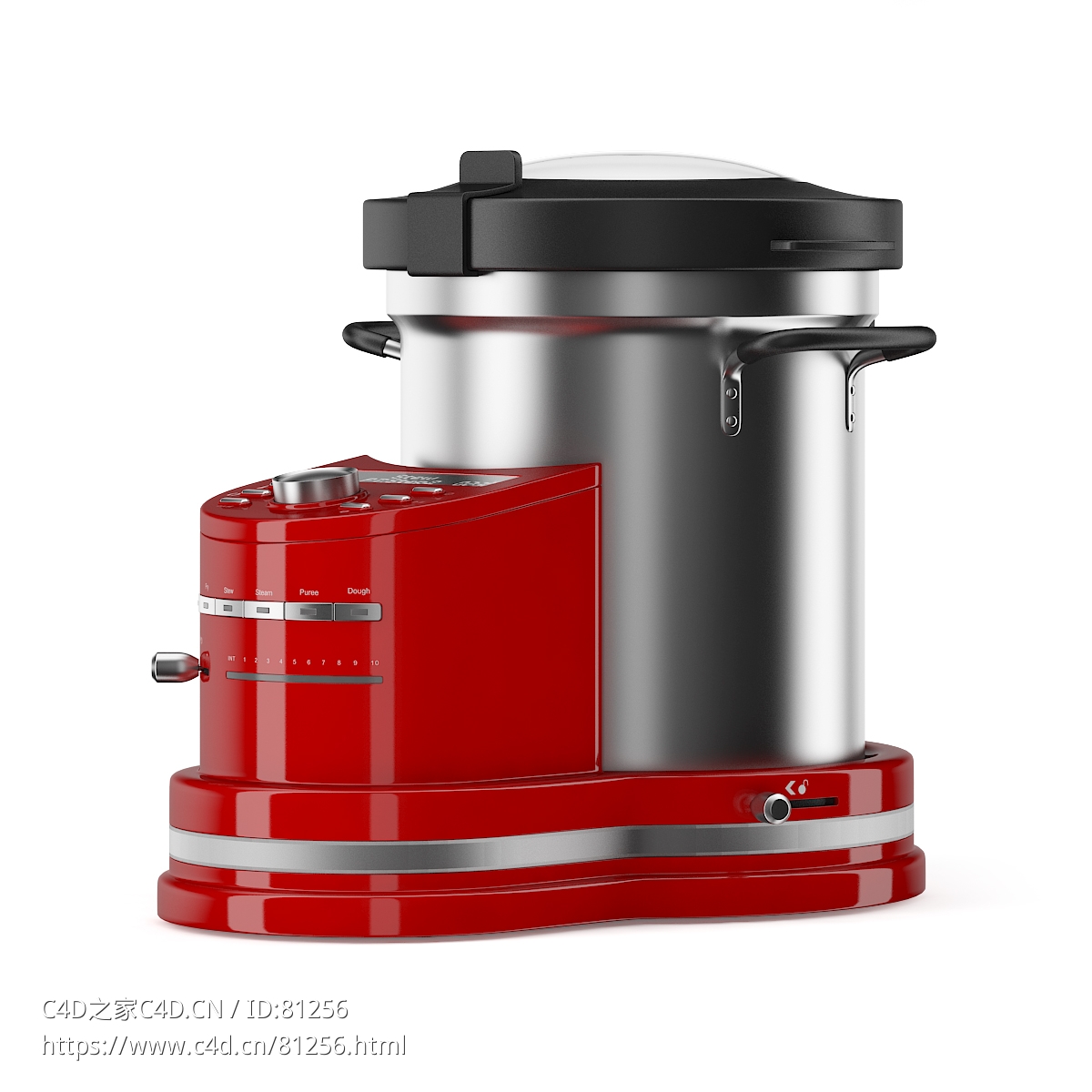 红色食品加工机c4d模型下载Red Food Processor