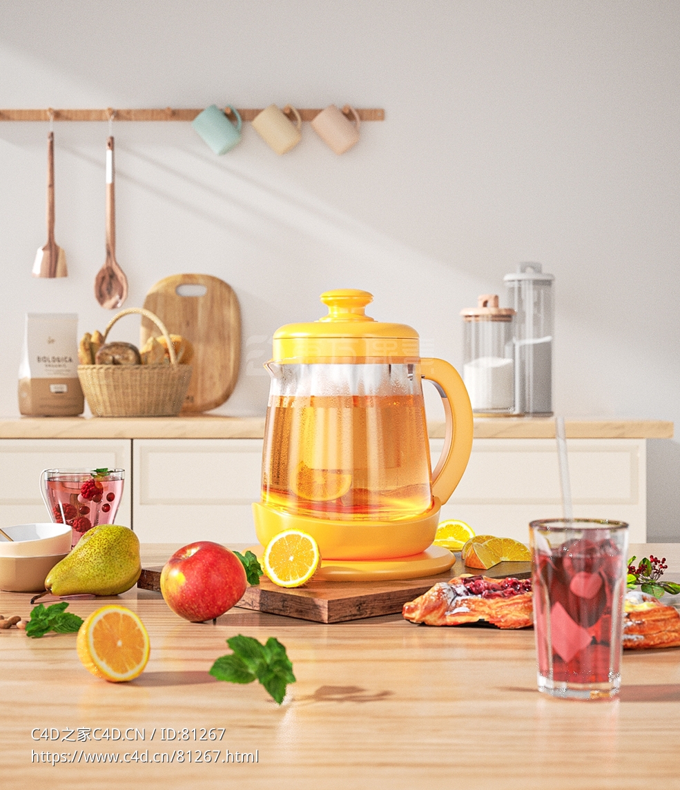 厨房电器养生壶C4D OC模型