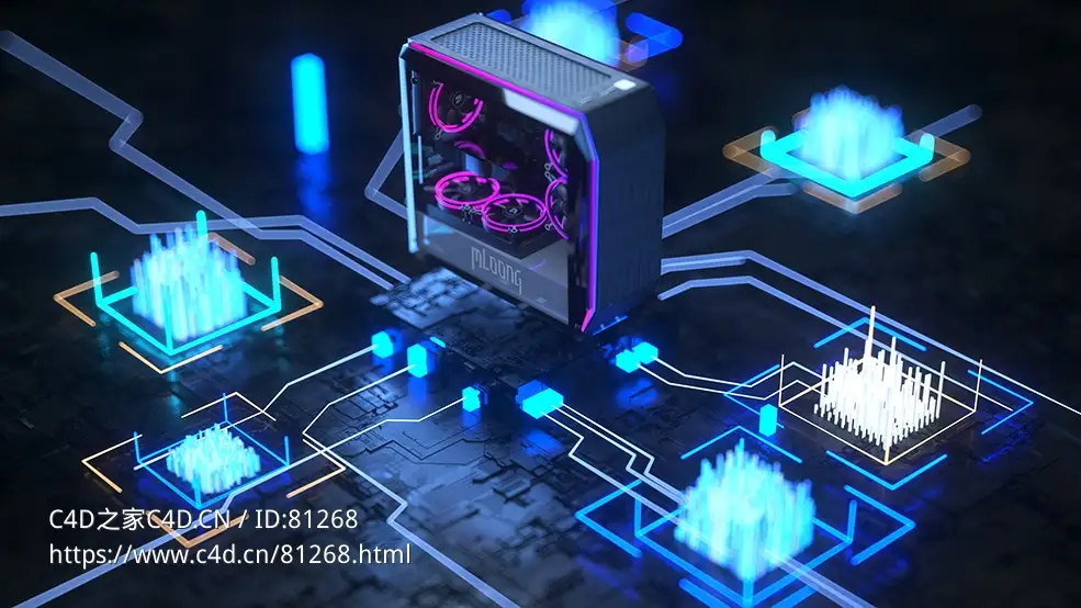 科技芯片创意炫酷C4D OC工程