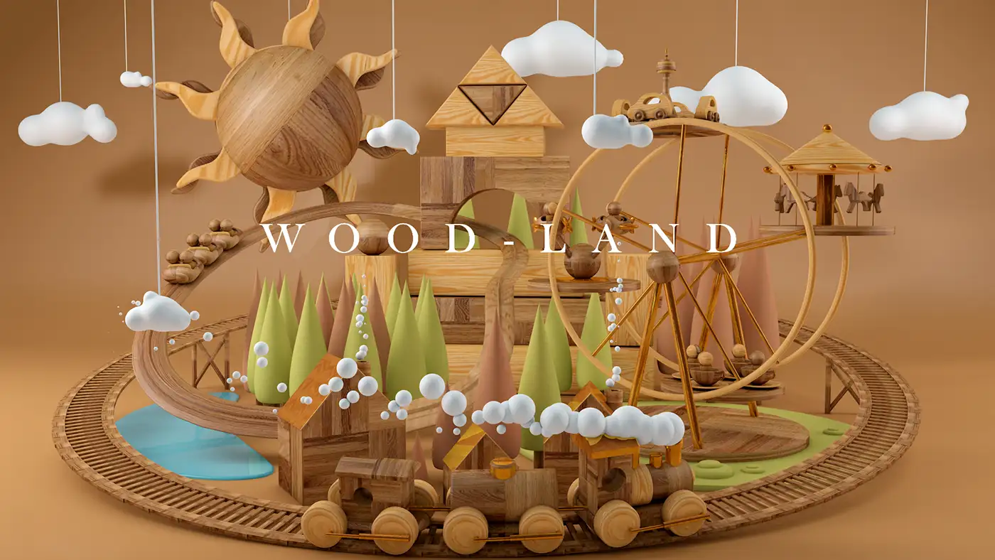 一组原木风的动画联动 - C4D之家 - 3c86ce37662181.5747c2fb62e7d.png