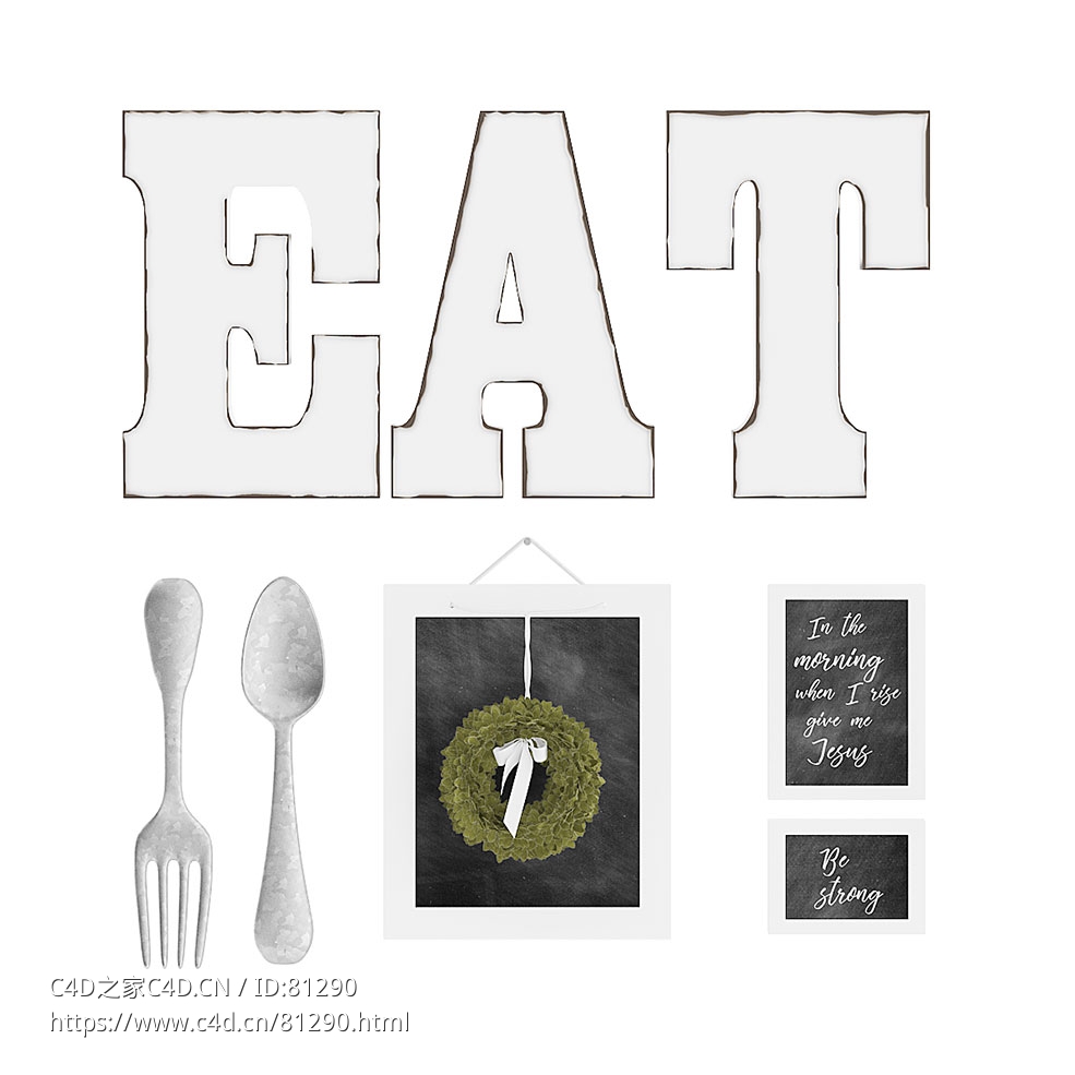 厨房墙面装饰挂图c4d模型下载