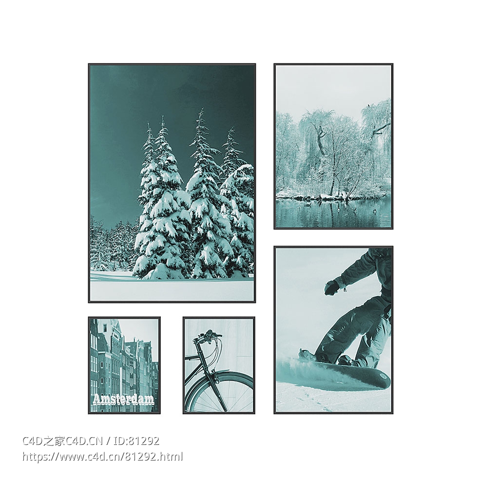 墙上的摄影图片c4d模型下载