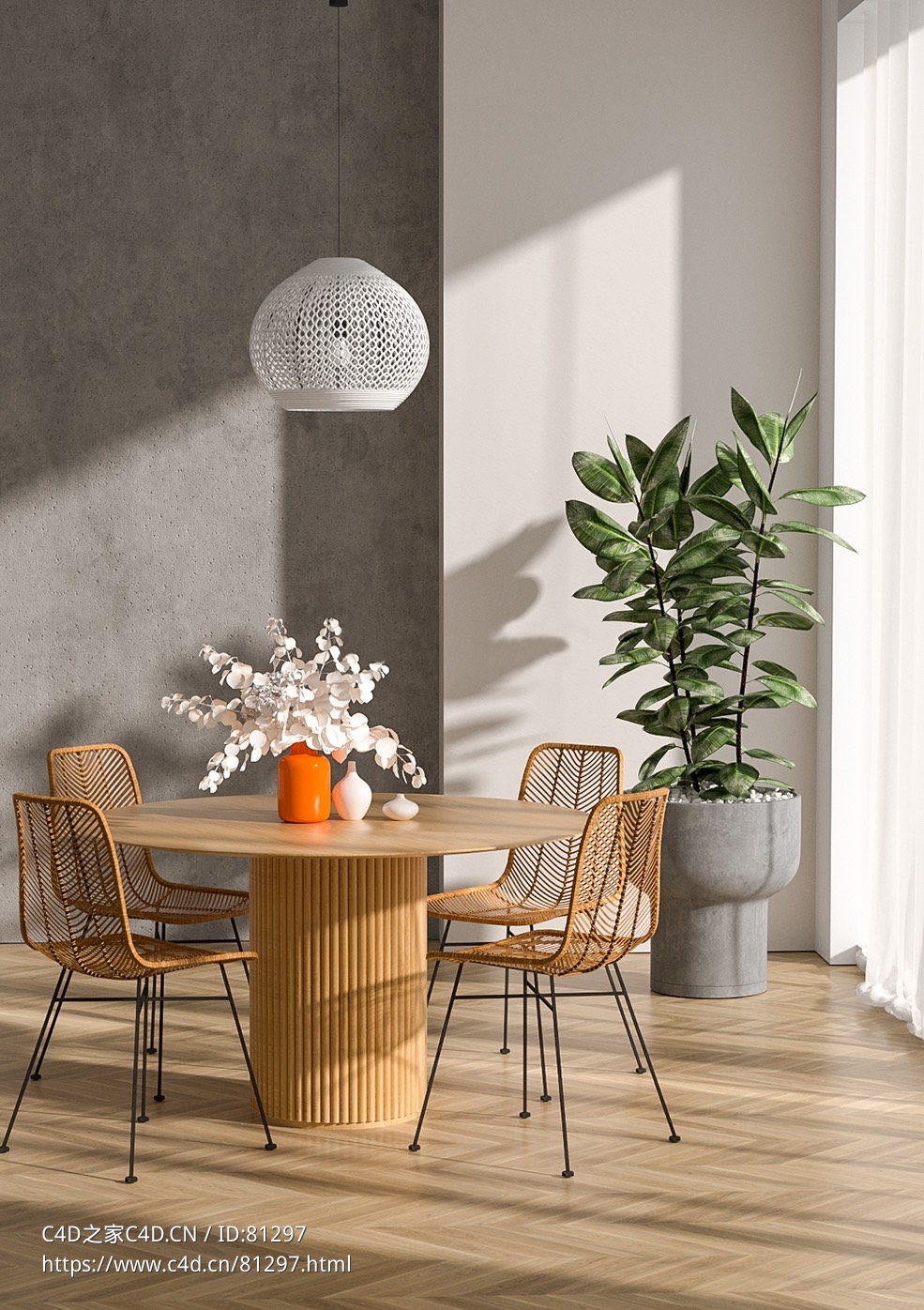 C4D OC室内阳台场景模型