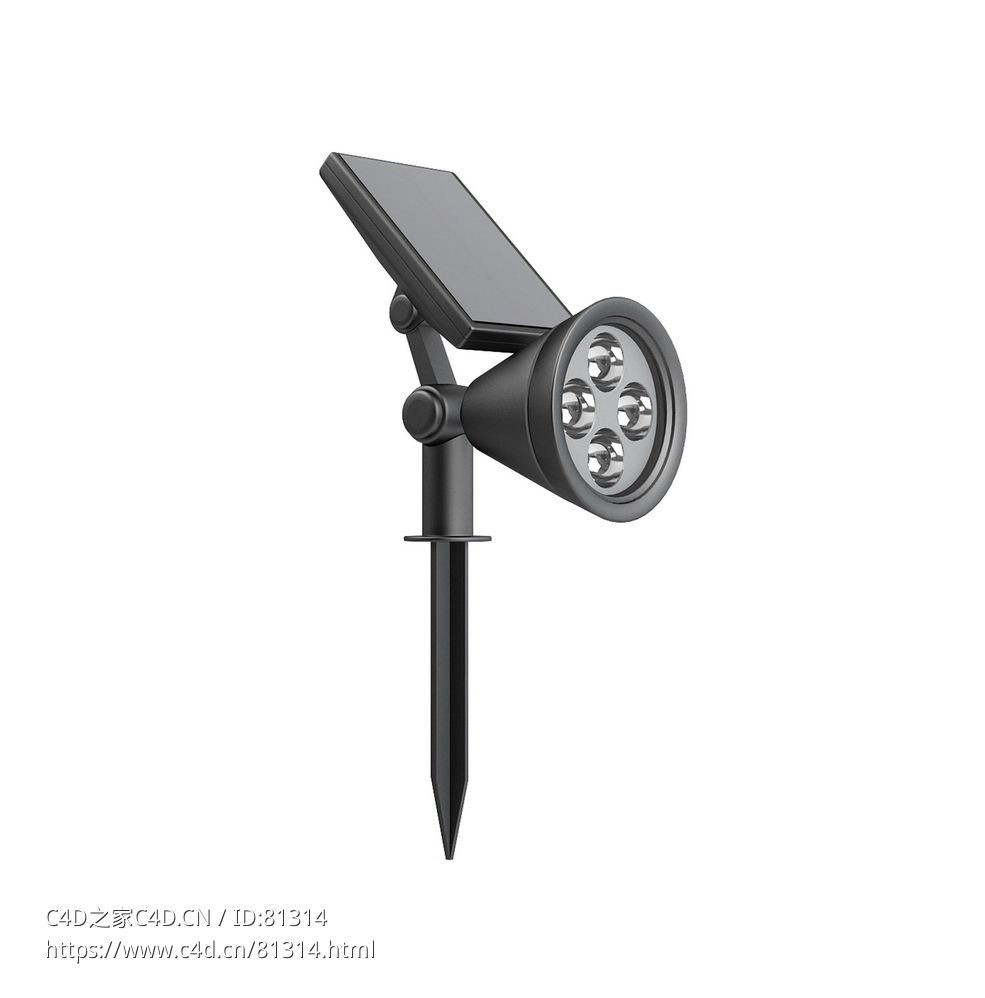 太阳能户外卤素灯c4d模型下载