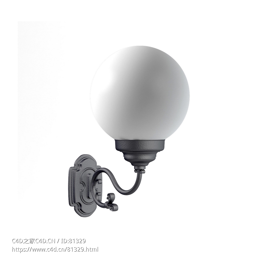 经典壁灯欧式球形户外灯c4d模型下载