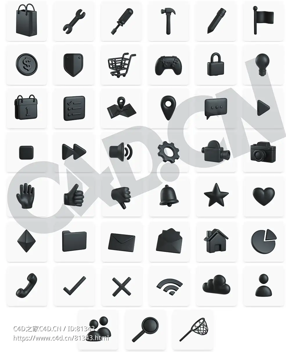 商务生活卡通图标模型合集Happy Toolbox - Icons Models