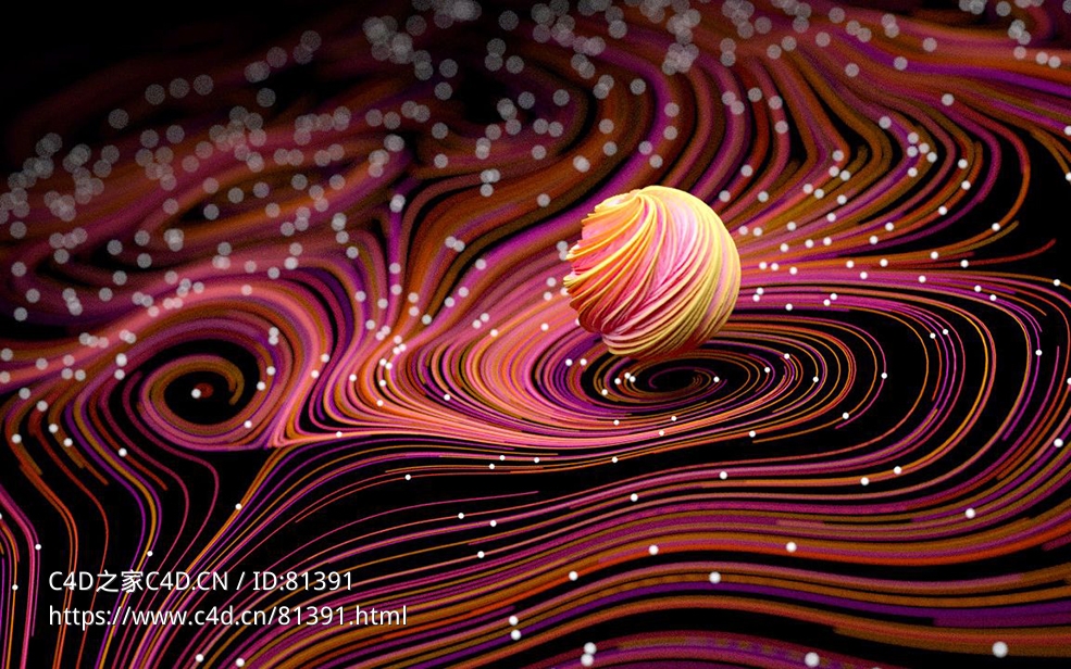 螺旋彩条线C4D OC创意场景工程