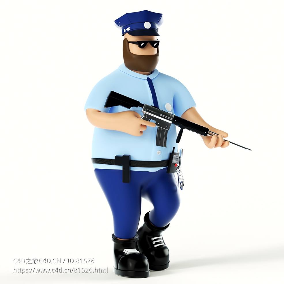 拿枪执勤的警察