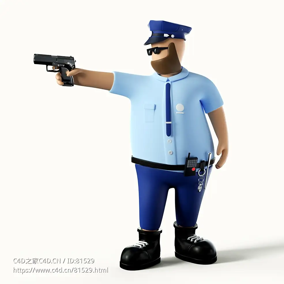 拿手枪射击的警察
